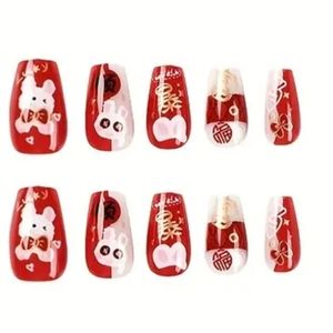 NWT 2023 Year of the Rabbit Chinese Zodiac Sign Press On Artificial Fake Nails